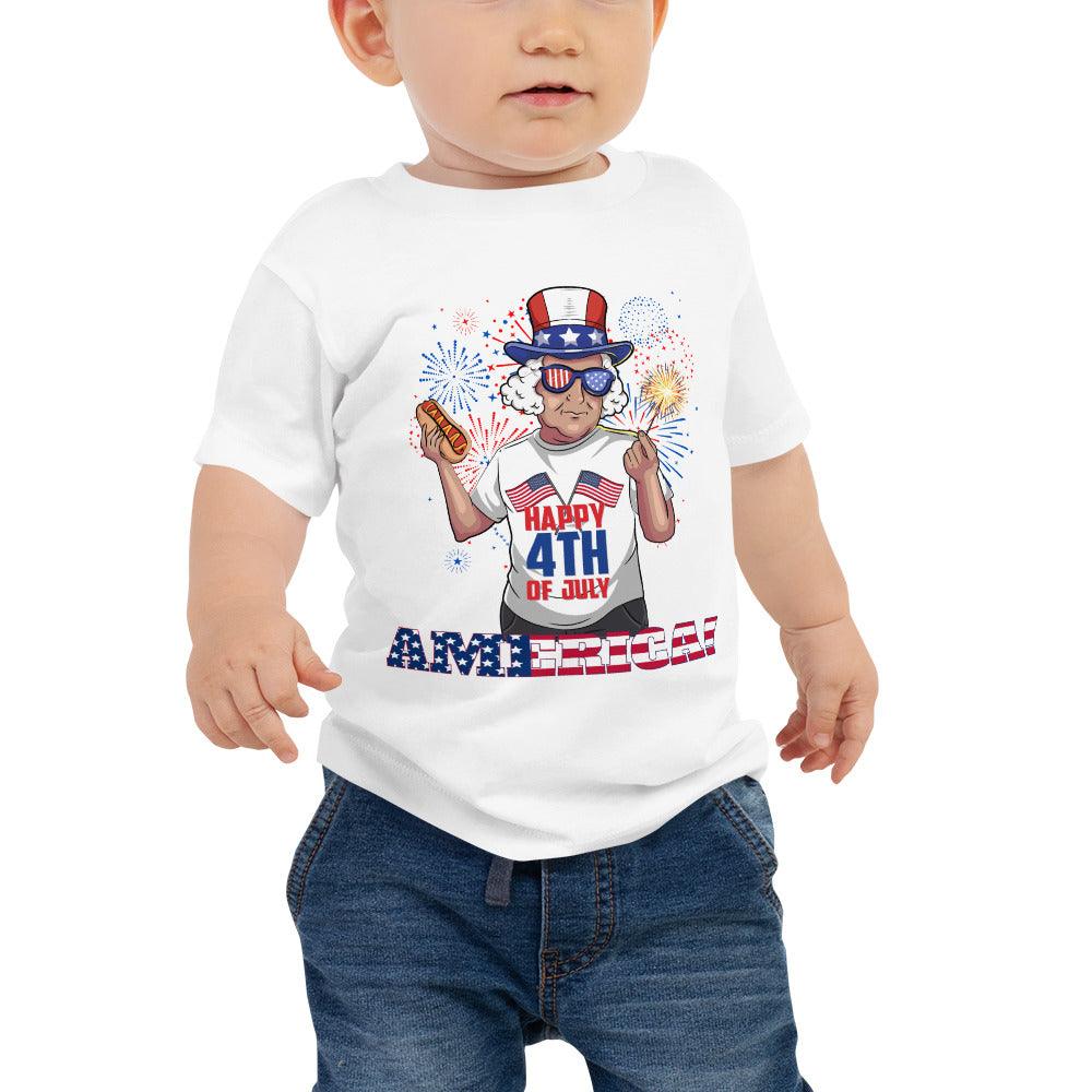"George Washington Happy 4th of July" Baby Jersey Short Sleeve Tee - Gizmo Graphic Works