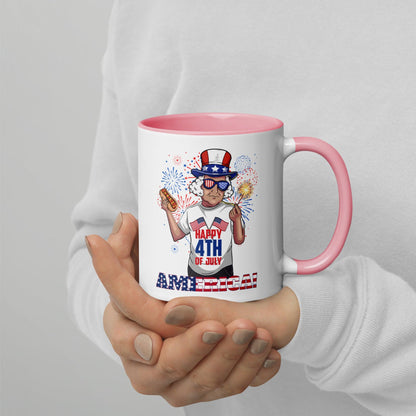 "George Washington Happy 4th of July" Mug with Color Inside - Gizmo Graphic Works