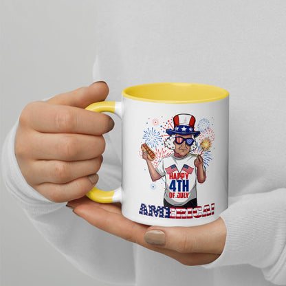"George Washington Happy 4th of July" Mug with Color Inside - Gizmo Graphic Works