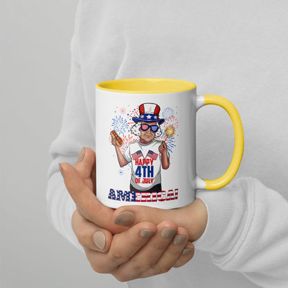 "George Washington Happy 4th of July" Mug with Color Inside - Gizmo Graphic Works
