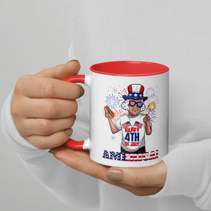 "George Washington Happy 4th of July" Mug with Color Inside - Gizmo Graphic Works