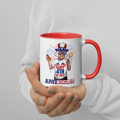 "George Washington Happy 4th of July" Mug with Color Inside - Gizmo Graphic Works