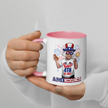 "George Washington Happy 4th of July" Mug with Color Inside - Gizmo Graphic Works